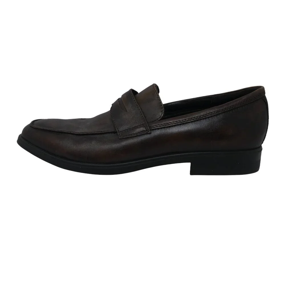 Ecco Melbourne Brown Leather‎ Penny Loafers Mens10